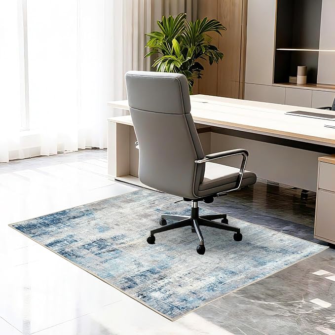 Office Chair Mat for Hardwood Tile Floor, 36"x48"Anti-Slip Under Desk Carpet Protector for Rolling Computer Chair Mat, Machine Washable Office Area Carpet (Chenille,Grey) by Ufeekare