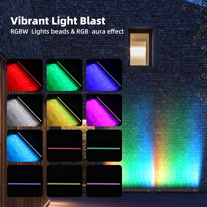 LED Stage Wash Light Bar - 150W DJ Light Bar with RGBW High-Lighted & RGB Aura Effect - Uplights for Events with DMX Control,Sound Activated,Auto Play, Master Slave for Event Party Church Wedding - Image 3