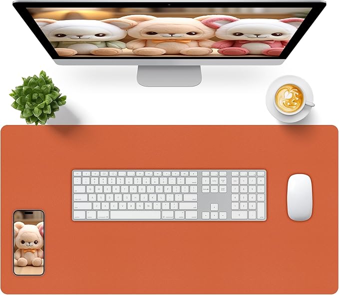 Bloss Orange Desk Mat 31.5"x15.7", Waterproof Large Desk Pad, Leather Desk Matt for Desktop, Computer Mat for Office/Home/Decor by Bloss