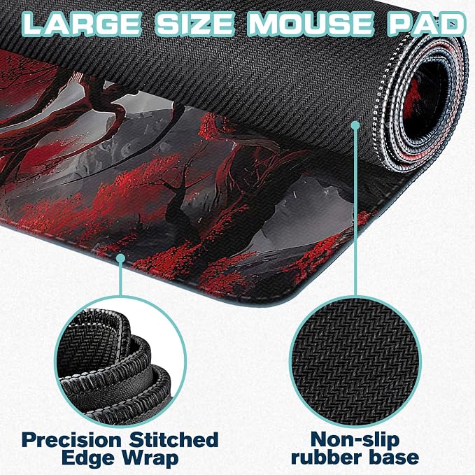 Mouse Pad Gaming - Desk Mat for Keyboard and Mouse - Large Mouse Pads for Desk, Gaming Mousepad with Non-Slip Base, Desks Pad (31.5" X 11.8") for Game, Office and Home - Image 2