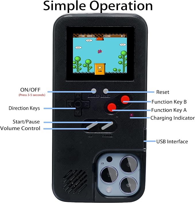 Gameboy Case for iPhone 11 Pro Max,Handheld Retro 36 Classic Games,Color Video Display Game Case for iPhone,Anti-Scratch Shockproof Phone Cover for iPhone Black - Image 5