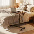 MAHANCRIS Overbed Table with Wheels, Height Adjustable Overbed Bedside Table, Tilting Desktop Mobile Standing Desk, C-Shaped Side Table for Livingroom or Bedroom, Rustic Brown and Black ETHR6801 by MAHANCRIS