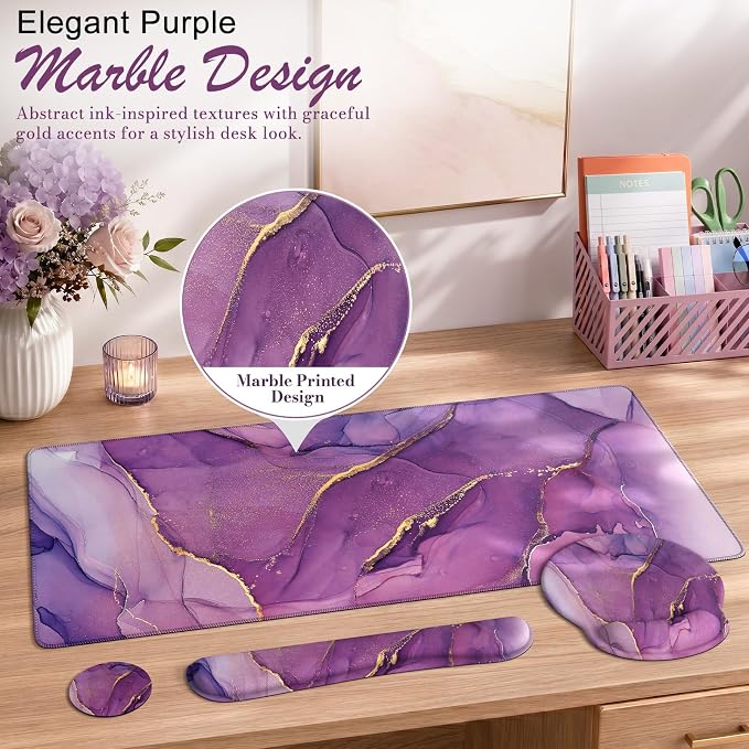 iCasso Purple Keyboard Mat 35.4"x15.7", Desk Blotter for Workspace - Image 4