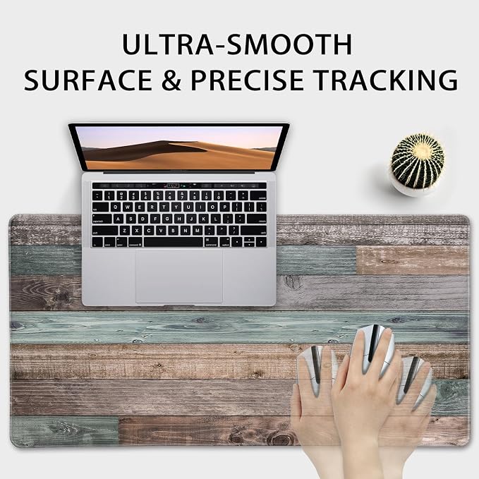 Rustic Wood Pattern Large Gaming Mouse Pad Desk Mat 31.5"x15.7" | Extended Mousepad, Non-Slip Rubber Base , Stitched Edges, for Computer/Laptop/Office/Home - Image 5