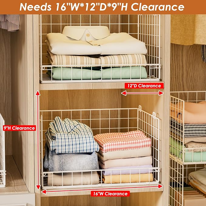 Yociyoga Closet Organizers and Storage Basket- 3-Tier Stackable Storage Bins, Foldable Closet Shelf Organizer Basket, Stackable Clothes Organizers Shelves for Home Organizer System(Patent 30022416) - Image 3