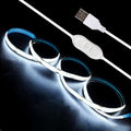5V USB LED Strip Lights 6.56FT, 3Key COB Light Strip White, Short LED Strip Light, Flexible Bright for Under Cabinet, Kitchen, TV Backlight, Shelves, Displays and TV Lights by Unknown