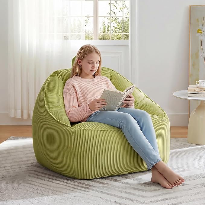 HUGHEAVEN Large Bean Bag Chairs for Kids, Bean Bag Chairs for Kids 8-12 | Comfy Bean Bag Sofa with Back Support, Big Bean Bag Couch & Chair for Bedroom, Floor Sofa for Relaxing and Reading by HUGHEAVENBeanBagChairs