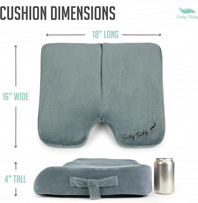 Cushy Tushy Premium Foldable Wheelchair Cushion - for Relief of Lower Back, Sciatic, Butt and Tailbone Pain - for Home & Office Use, Perfect for Travel or Driving - Gray Coccyx Seat Cushion - Image 3