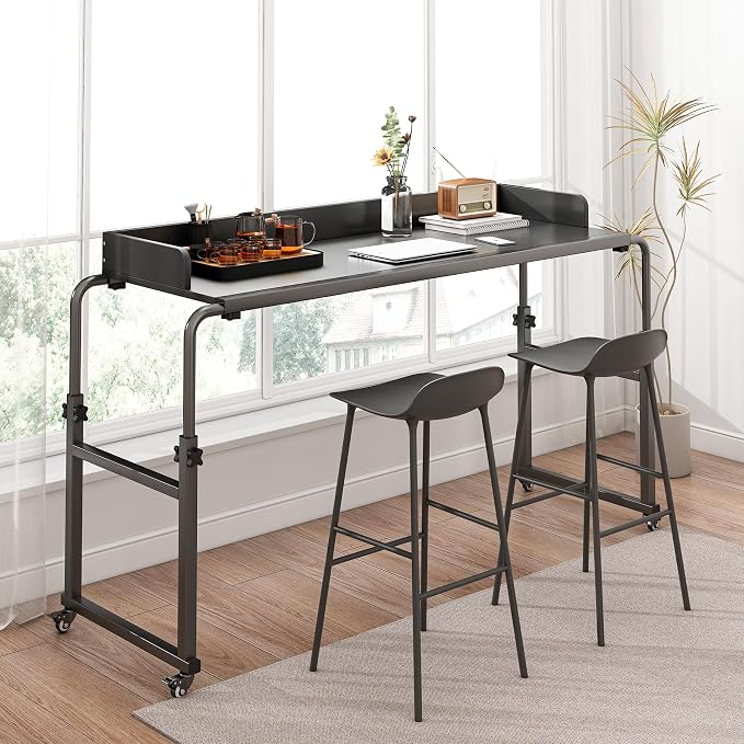LINGMI Overbed Table with Wheels, Bed Desk Recliner Table(Black) - Image 7