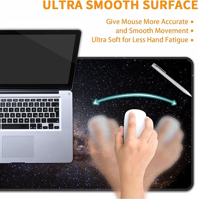 Galaxy Space Desk Mat, XXL 35.4"x15.7" Large Mouse Pad, Starry Sky Extended Gaming Mouse Mat,Non-Slip Rubber Base Waterproof with Stitched Edges for Gaming Office Home Decor - Image 5