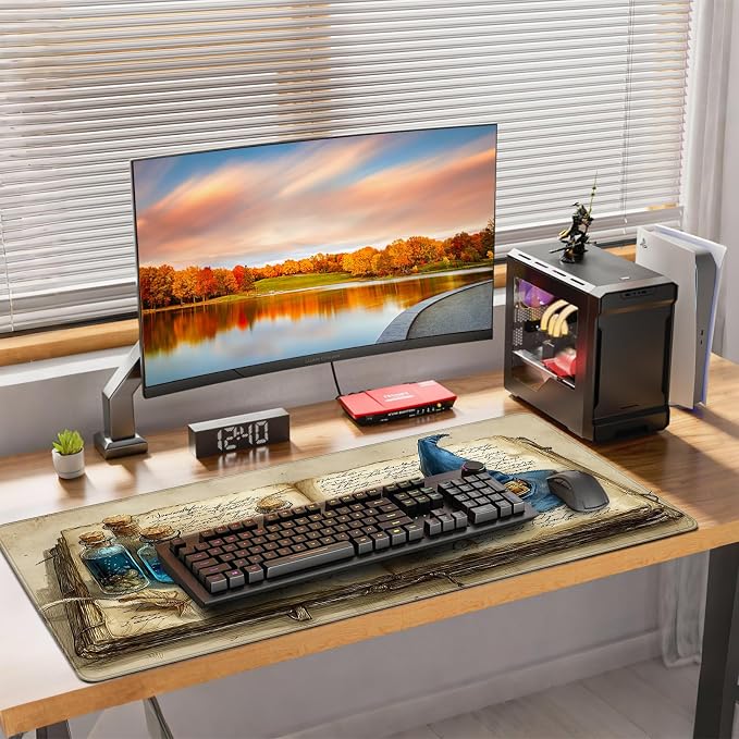 Large Gaming Mouse Pad, Wizard Spellbook Design, 35.4 x 15.7 Inches, Extended Desk Mat - Image 7