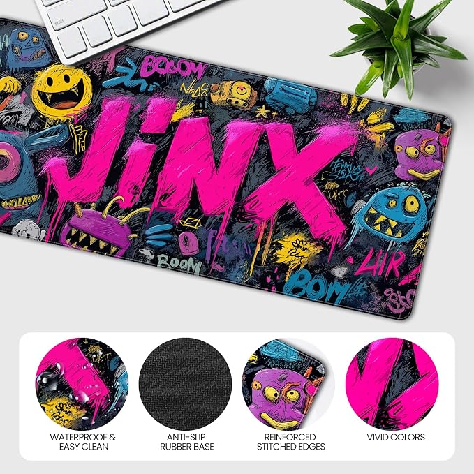 35.4 x 15.7 inches，Extra Large Gaming Mouse Pad，with Fun Graffiti Artwork Desk Mat, School, and Home Decoration，Mouse Pads for Workstation, Striking Text Design Features a Non-Slip Rubber Base - Image 5