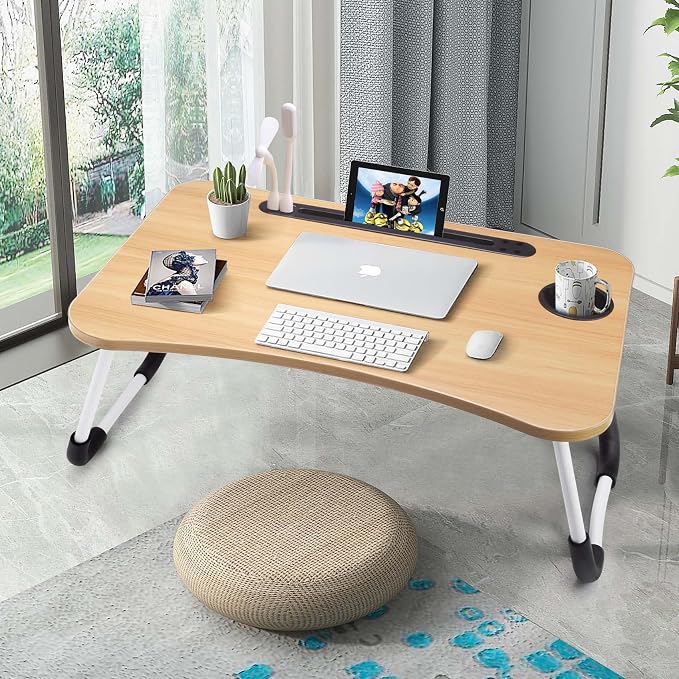 Slendor Foldable Lap Desk with Cup Holder for Bed, Couch, Floor - Image 3