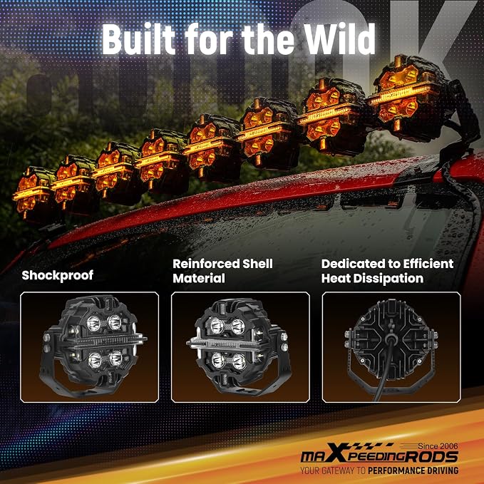 maXpeedingrods 7 RGB Colors 5in LED Off Road Lights 212W w/270°Side Shooter - Image 6
