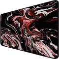 Large Extended Mouse Pad with Stitched Edges, Durable Non-Slip Natural Rubber Base, Waterproof Computer Keyboard Pad Mat for Esports Pros/Gamer/Desktop/Office/Home - Marble Red by Hsmienk