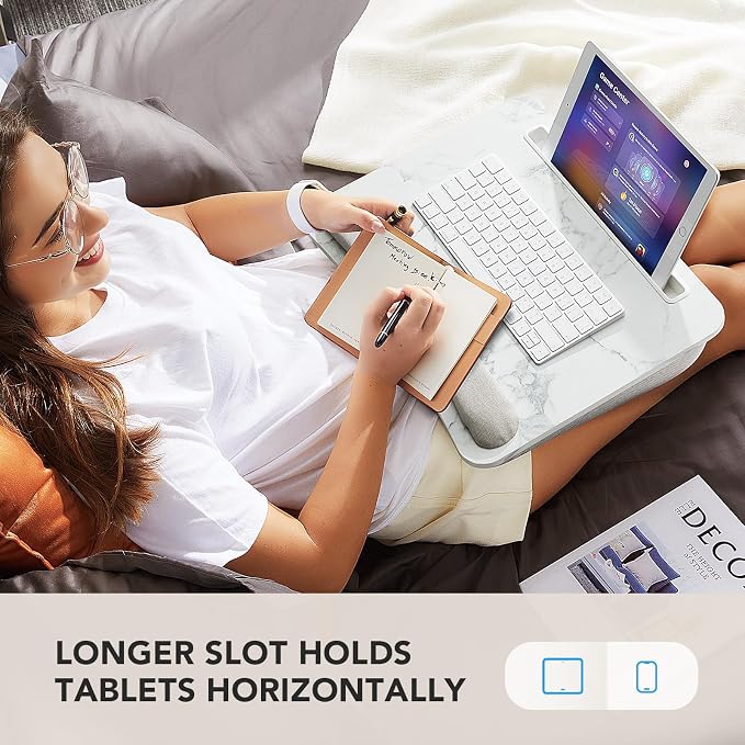 HUANUO Laptop Lap Desk with Cushion, Fit up to 15.6" Laptop, Marble - Image 4