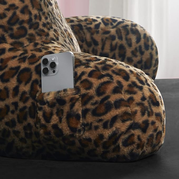 Juicy Couture Faux Fur Leopard Backrest Pillow - 30"x17" Supportive Bed Rest Pillow for Reading, Gaming, or Relaxing - Image 7