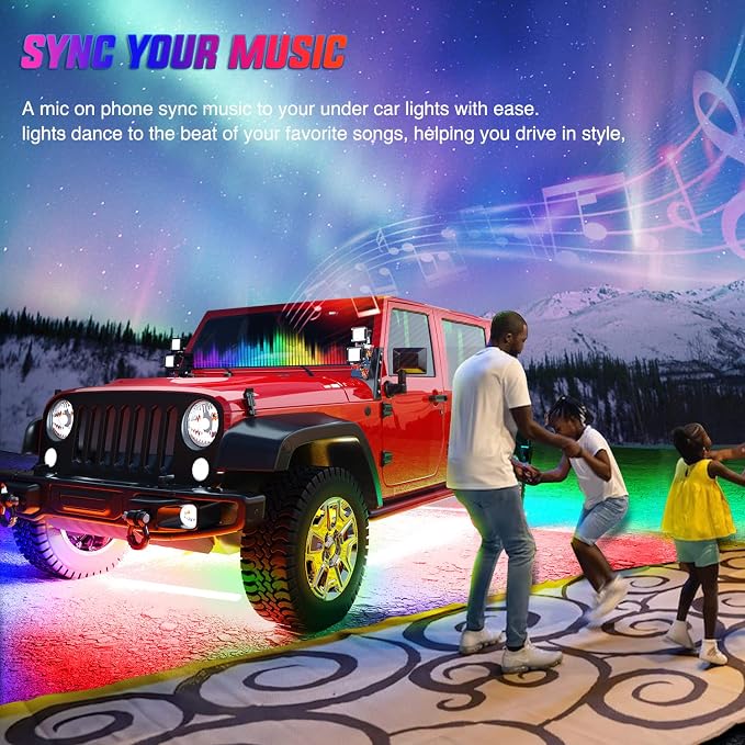 Nilight 4PCS RGB LED Underglow Lights Strip with APP & Remote Control - Image 8