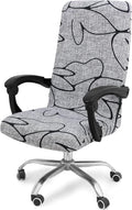 Smiry Stretch Printed Office Computer Desk Chair Covers, Grey and Black | Universal Desk Rotating Chair Slipcovers Removable Washable, Soft Fit Anti-Dust Spandex Protector Cover with Zipper by Smiry