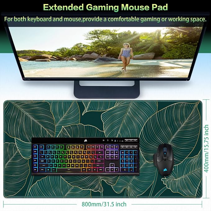 Canjoy Gaming Mouse Pad, 31.5x15.7in Large Mouse Pads for Desk Keyboard Pad | Desk Mat for Keyboard and Mouse Computer Big Full Size Desk Pad with Non-Slip Rubber Base and Stitched Edge for Home Office - Image 2