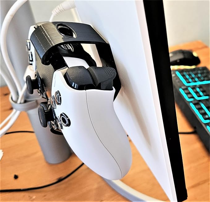 Controller Holder – Under Desk or Wall Mount Compatible with PS5 DualSense and Xbox Controllers | Quick Snap-in Design | Made in USA - Image 4