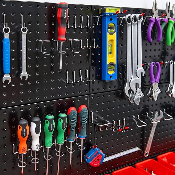 RGB Gaming Wall Organizer Peg Board with RGB LED Strip Lights, 2PCS Metal Gamer Wall Decor Peg Board with Hooks, DIY Gaming Setup Organizer PegBoard Gaming Wall Accessories 12 * 24” - Image 9