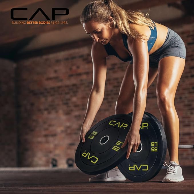 CAP 2-inch Olympic Bumper Plate Weight Set | 100-370 lbs | Multiple Colors | Storage Rack Optional - Image 4
