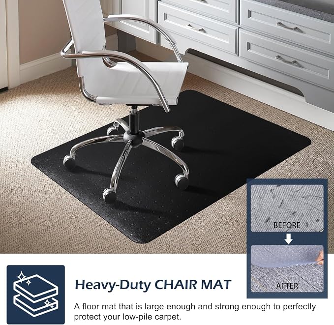 SALLOUS Chair Mat for Carpeted Floors, 46" x 60" Heavy Duty Chair Mat for Carpet, Vinyl Floor Mat with Grips, Carpeted Floor Protector Rolling Computer Desk Mat for Home Office (Black) - Image 5