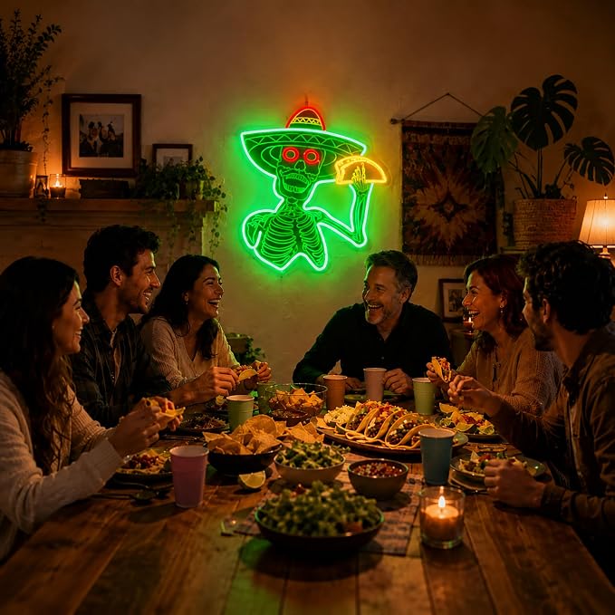 Neon Sign, Tacos Skul Neon Signs for Wall Decor LED Sign Neon Light - Image 4