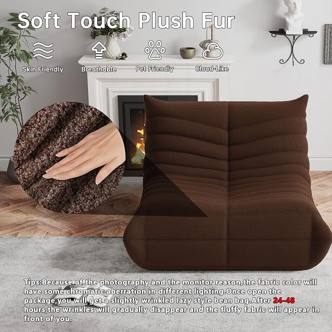 WHGBJA Giant Bean Bag Chair for Adults, Comfy Beanbag with Memory Foam | Floor Sofa Chair for Gaming, Reading, Bedroom, Living Room, Boneless, Ergonomic - Image 3
