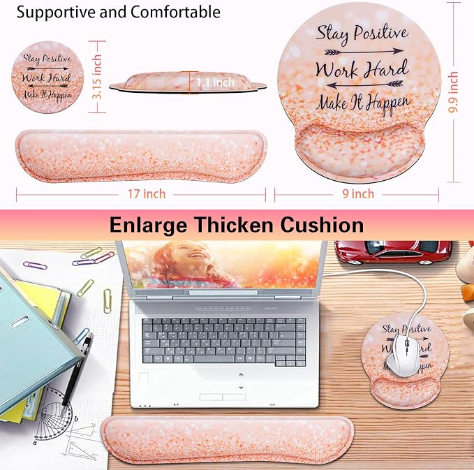 Mouse Pad with Wrist Rest, Canjoy 3-in-1 Keyboard Wrist Rest + Mousepad Set - Image 2