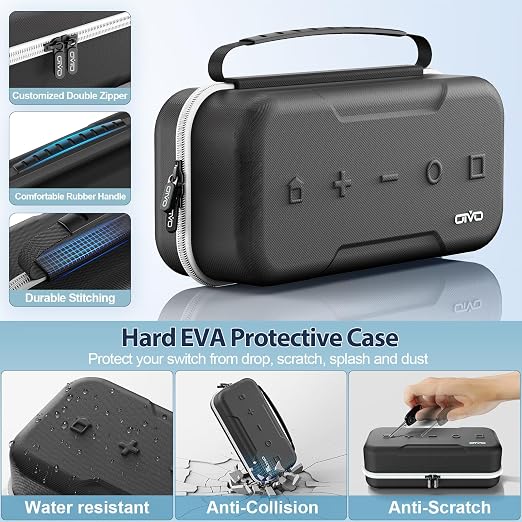 OIVO Switch OLED Carrying Case Compatible with Nintendo Switch & OLED, Portable Switch Travel Carry Case Fit for Joy-Con and Adapter, Hard Shell Protective Switch Pouch Bag with 20 Games, White - Image 4