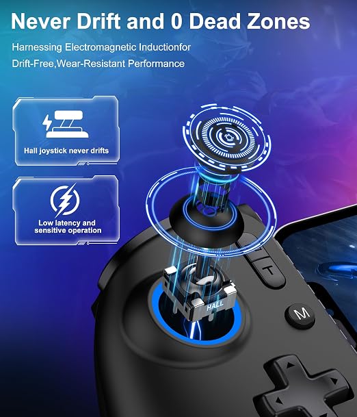 LIFUFUTEE Mobile Gaming Controller for iPhone/Android, Wireless Phone Controller with Hall Joysticks/Triggers, Mobile Controller Support Phone Case for Xbox Game Pass, Steam Link & More, Black - Image 2