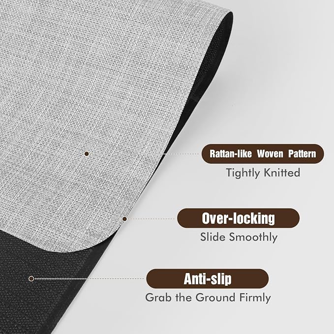 Blvornl Office Chair Mat for Hardwood Floor, Computer Chair Mat, 47.2"x 60" | Light Grey, Waterproof, easy to clean, suitable for hardwood, laminate, Rattan Woven Pattern, Durable Solid PVC Material - Image 5