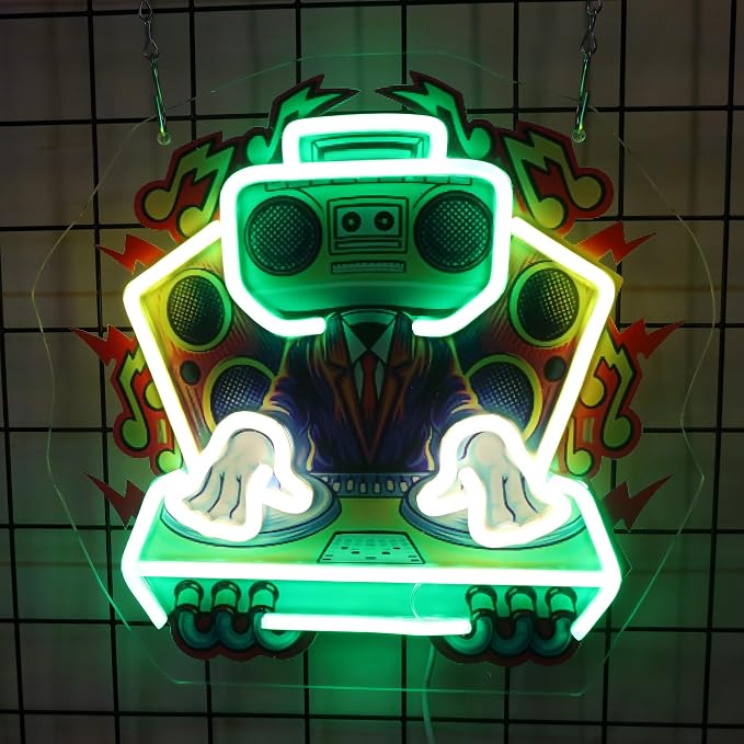 DJ Neon Sign Music Light Sign Pop Art With UV Printed background Room Wall Decor Man Gaming Room, Kids Room, Bar Decoration, Birthday Party Gifts - Image 2