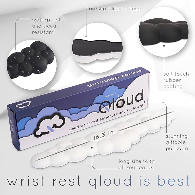 Green Cloud Keyboard Wrist Rest – Create-ables Qloud Green Wrist Rest for Computer Keyboard and Mouse, Ergonomic Memory Foam Wrist Pad with Non-Slip Base, Includes Cloud Mouse Pad - Image 4