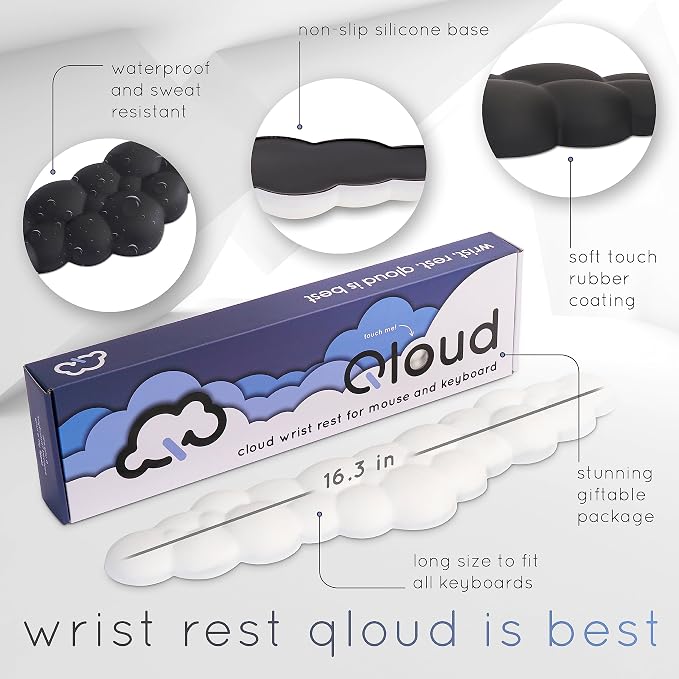 Pink Cloud Keyboard Wrist Rest – Create-ables Qloud Pink Wrist Rest for Computer Keyboard and Mouse, Ergonomic Memory Foam Wrist Pad with Non-Slip Base, Includes Cloud Mouse Pad - Image 4