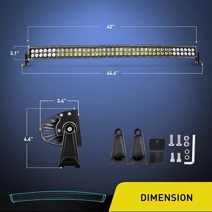 Nilight 42Inch 240W Curved Led Light Bar Spot Flood Combo Led Off Road Lights and 14AWG 5Pin Rocker Switch Wiring Harness Kit for Truck ATV UTV SUV Boat Jeep Lamp,2 Years Warranty - Image 2
