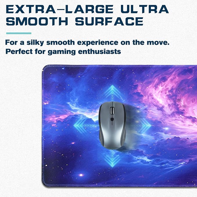 Mouse Pad Gaming - Desk Mat for Keyboard and Mouse - Purple Galaxy Space Large Mouse Pads for Desk, Gaming Mousepad with Non-Slip Base, Desks Pad (31.5" X 11.8") for Game, Office and Home - Image 4