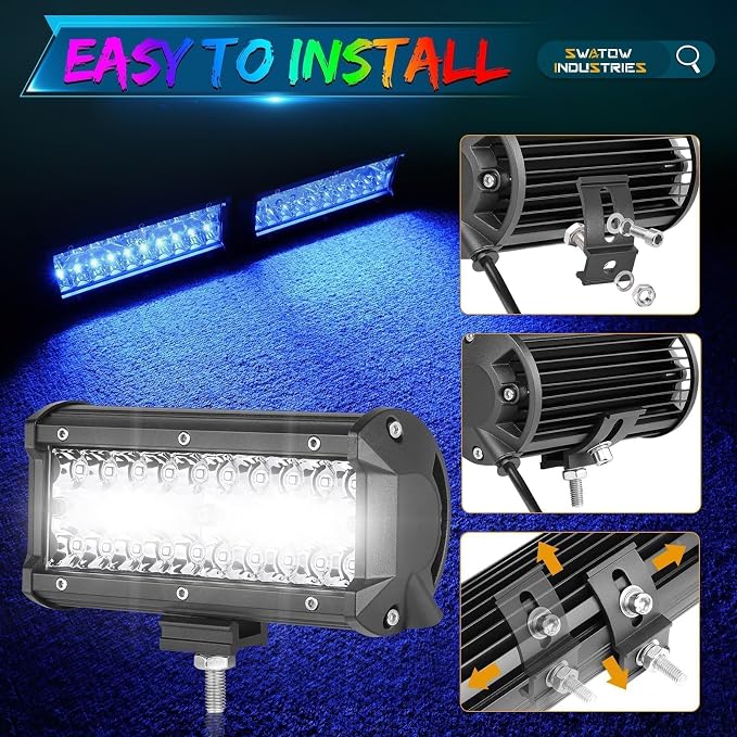 RGB Pod Lights 7 Inch LED Light Bar RGBW Color Changing Light Pods RGB LED Offroad Driving Lights for Wrangler F150 Toyota Ram Chevy Pickup Truck UTV RZR Can-am ATV - Image 6
