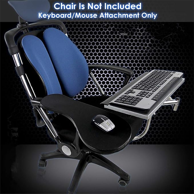 Computer Keyboard Stand Laptop Mouse Mount for Workstation Video Gaming, Installed to Chair or Any Round Bar with Maximum 1.96 inch Diagonal Thickness - Image 4