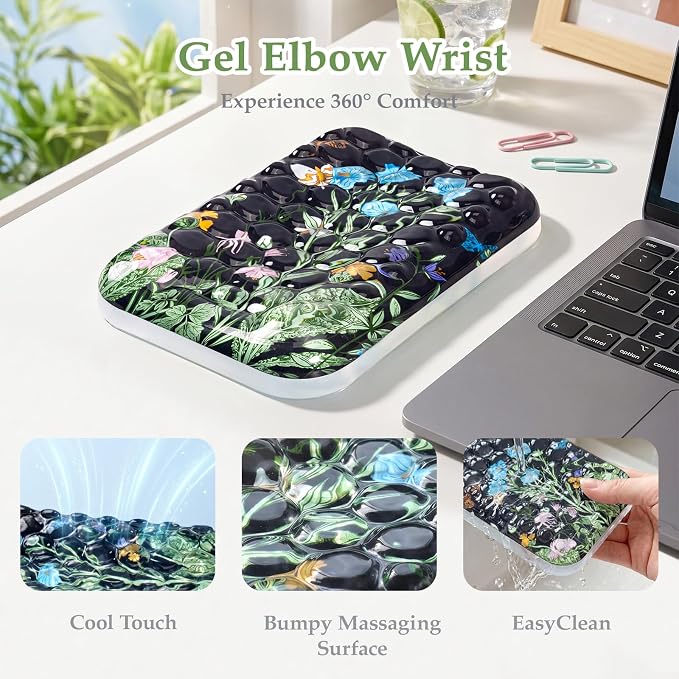 Ospelelf Desk Elbow Rest Pad, Gel Arm Rest for Keyboard and Mouse, Bushes | Ergonomic Wrist Support for Computer Typing Pain Relief, Cool-touch, Heat Resistant, Office Home Driving Gaming Use - Image 2