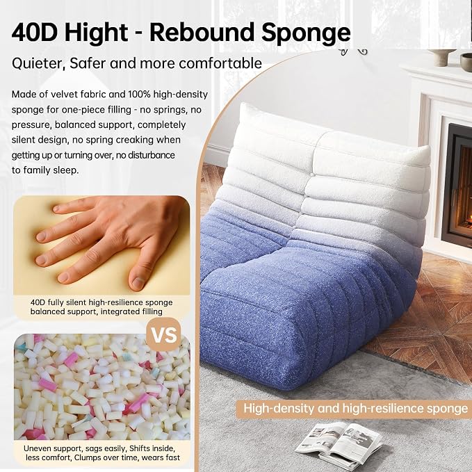 WHGBJA Bean Bag Chair for Adults, Lazy Bean Bag Sofa for Bedroom, Living Room, Reading, Gaming Floor Sofa Chair, Boneless, Comfy - Image 4