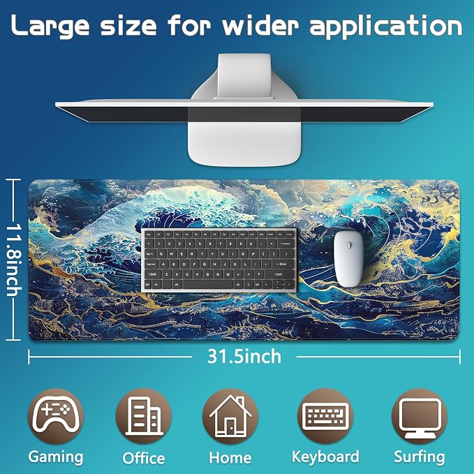 Mouse Pad Gaming - Desk Mat for Keyboard and Mouse - Large Mouse Pads for Desk, Gaming Mousepad with Non-Slip Base, Desks Pad (31.5" X 11.8") for Game, Office and Home - Image 5