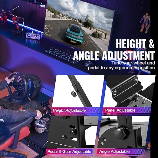 VEVOR G920 Racing Steering Wheel Stand Shifter Mount fit for Logitech G25 G27 G29 G920 G923 Thrustmaster T330TS Mainstream Brands Gaming Wheel Stand Wheel Pedals NOT Included Racing Wheel Stand - Image 4