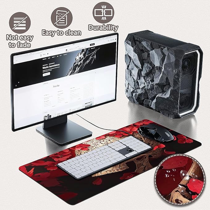 Gaming Mouse Pad - (31.5"×11.8") Skull Large Mouse Pads for Desk - Desk Mat for Keyboard and Mouse with Non-Slip Base, Desks Pad Matfor Game/Office & Home - Image 4