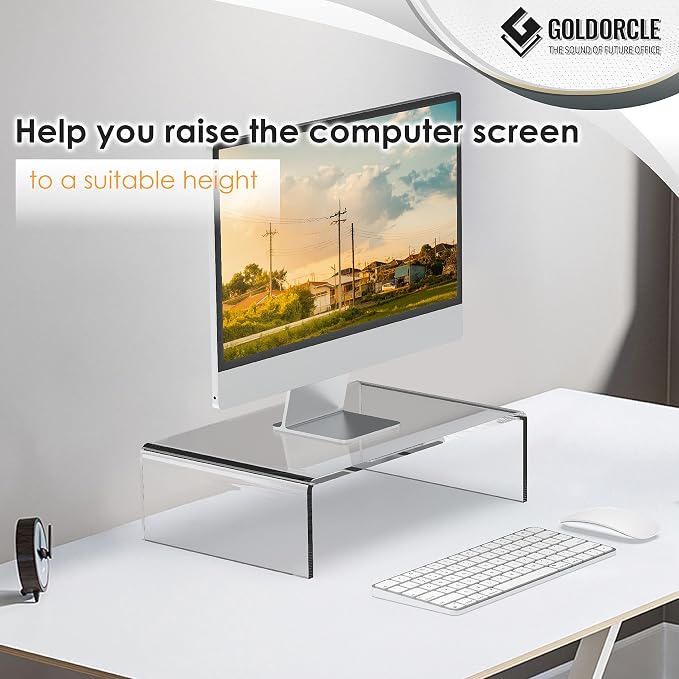 Acrylic Monitor Stand Riser Clear Computer Monitor Stand (Small) | Acrylic Monitor Stand Riser Clear Computer Monitor Stand - Image 5