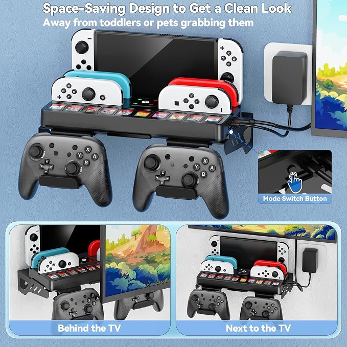 Switch Dock Wall Mount with Joy-Con Charger and Pro Controller Holder - Image 4