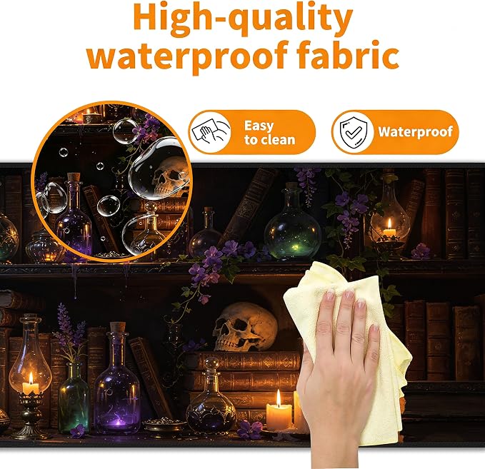 Enchanted Bookshelf Desk Mat, XL 31.5"x11.8" Large Mouse Pad, Floral Books Extended Gaming Mouse Mat,Non-Slip Rubber Base Waterproof with Stitched Edges for Gaming Office Home Decor - Image 4