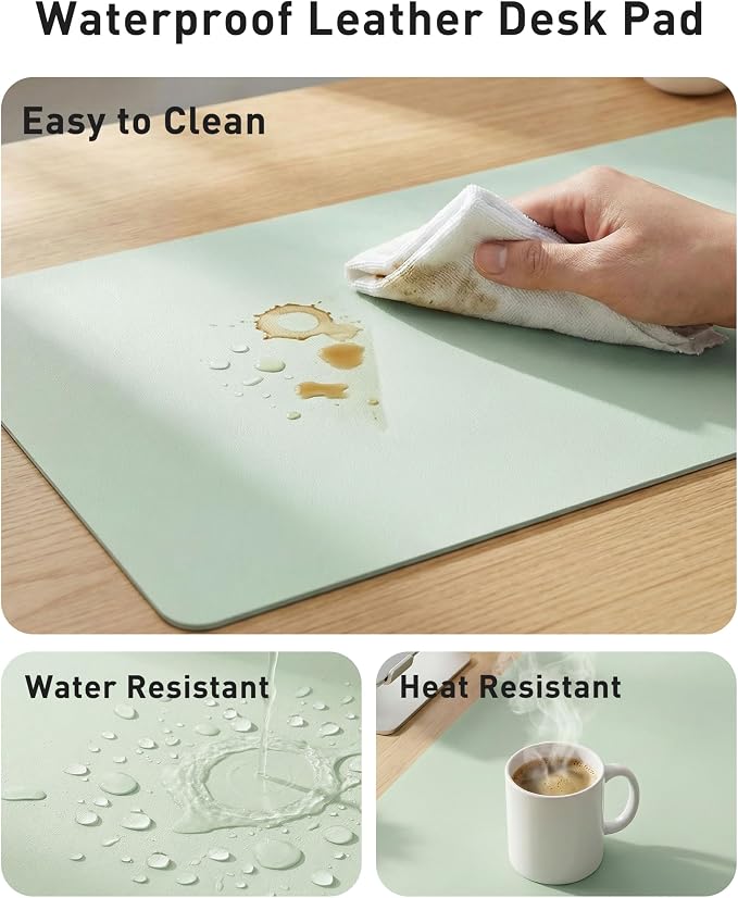Aothia Faux Leather Desk Mat - Large Mouse Pad, Non-Slip PU Leather Blotter, Waterproof Writing Surface for Office and Home (Aqua, 42" x 17") - Image 7